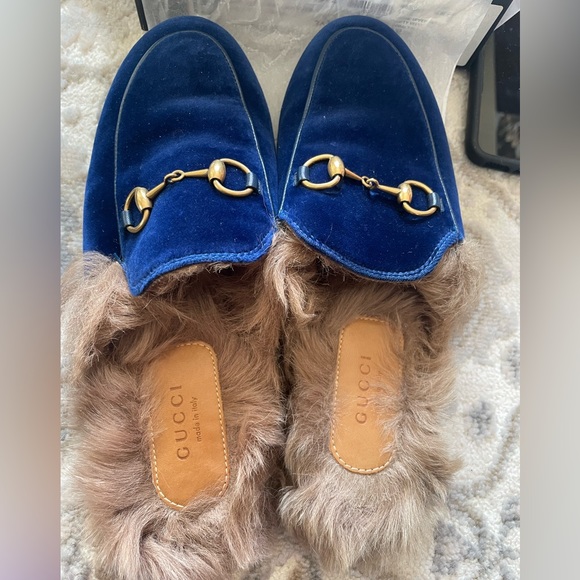Authentic Gucci Softy Velvet Loafers Cobalt Blue size 36 - Picture 3 of 14